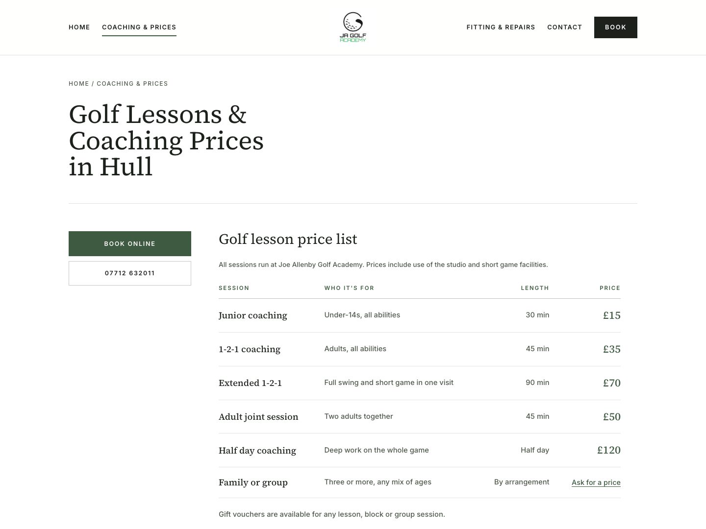 Coaching & prices